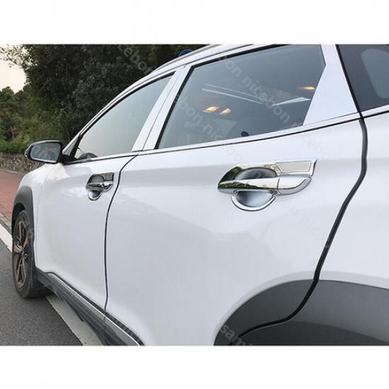 For Hyundai Kona 2018- Chrome Car Exterior Door Handle Bowl Cup Cover Trim