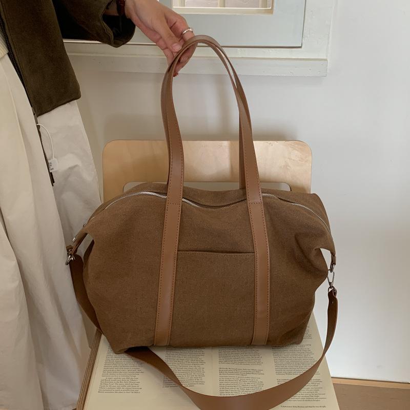 

Casual large-capacity underarm bag women s 2025 new canvas bag simple tote bag versatile shoulder crossbody bag коричневый