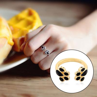 Süße Frauen Haustier Katze Hund Welpe Pfotenabdruck Öffnung Fingerring Schmuck Geschenk