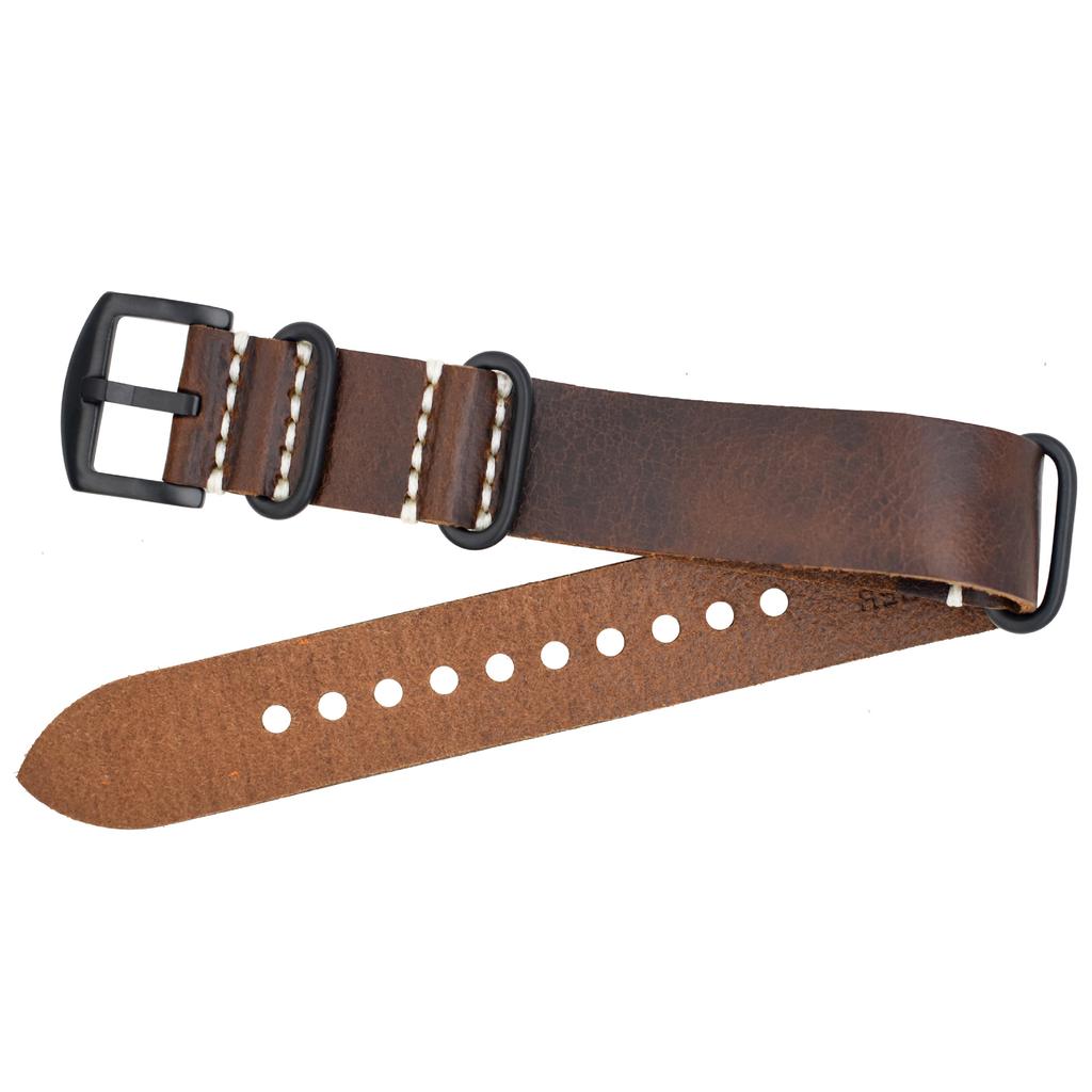 Handmade Custom, Extended Oil Wax Leather Nato Strap, One Over-Extended First-Layer Cowhide Leather Strap