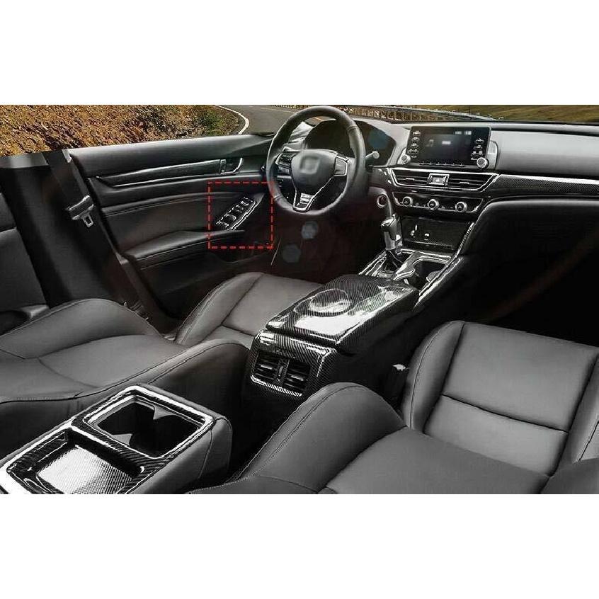 For Honda Accord 2018-2022 Carbon Fiber Window Lift Panel Switch Cover Trim 4pcs