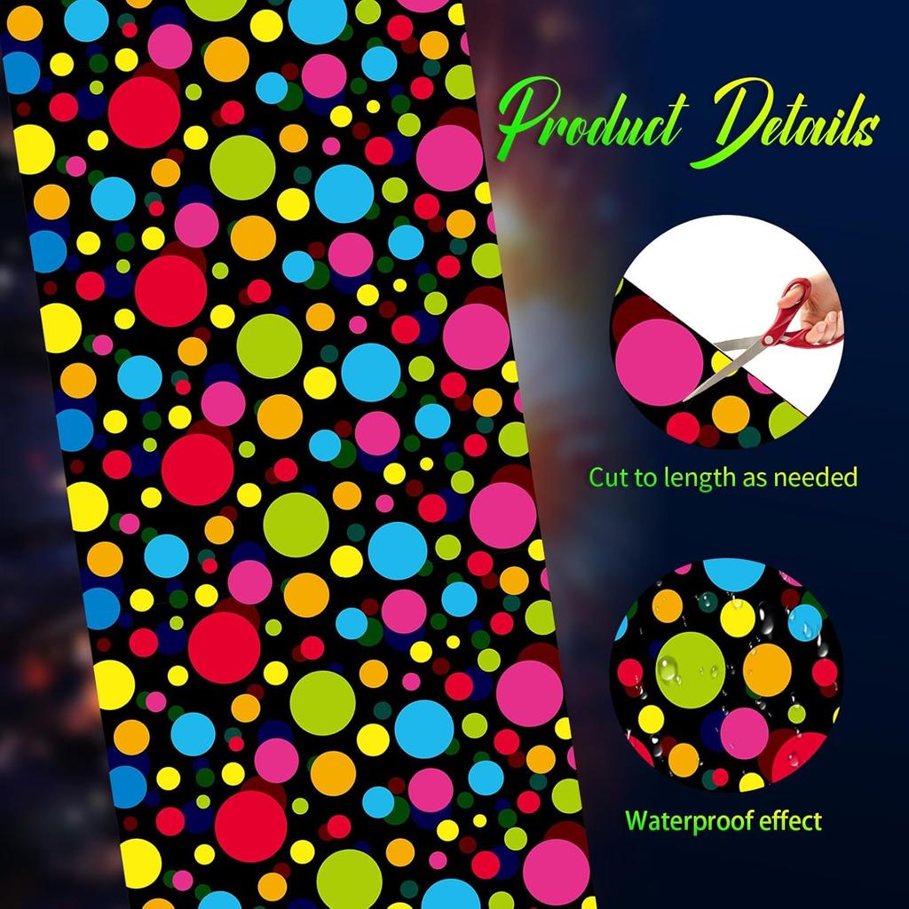 Mixweer 118 x 39 Inch Disposable Circle Dot Neon Dance Floor 80 90s Party Decorations DIY Plastic PE Dance Floor Neon Carpet Runner Aisle Runner