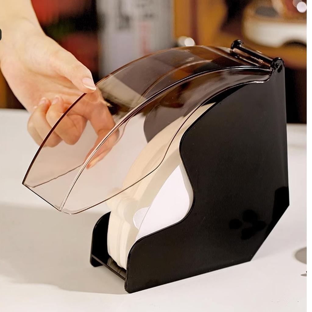 Multifunctional Coffee Filter Holder with Paper Storage and Coffee Bar Kitchen Supplies Case, Cone-Shaped Lid, Organization, Essentials,