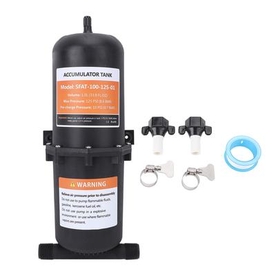 Pre Pressurized Accumulator Tank 1L 125PSI 12in MNPT RV Accumulator Tank with 2 Clamps PTFE Tape
