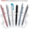 2 PCS Acrylic Pen Stand Pen Display Holder for Vendor Events Clear Rack Beaded Slots Display Eyebrow Makeup Brush Rack Organizer for School Office