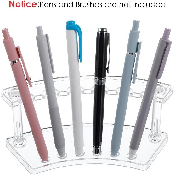 2 PCS Acrylic Pen Stand Pen Display Holder for Vendor Events Clear Rack Beaded Slots Display Eyebrow Makeup Brush Rack Organizer for School Office