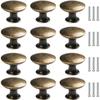 Lot of 12 Furniture Knobs 30 Mm - Vintage Antique Brass/bronzed - Drawer Handles