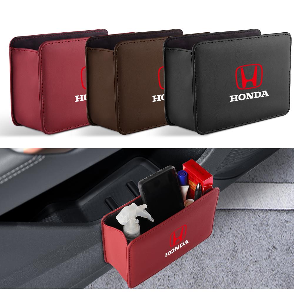 Leather Car Badge Door Storage Box Under Seat Back Trash Bag Interior For Honda Civic Accord Fit City Jazz CR-Z Element Insight