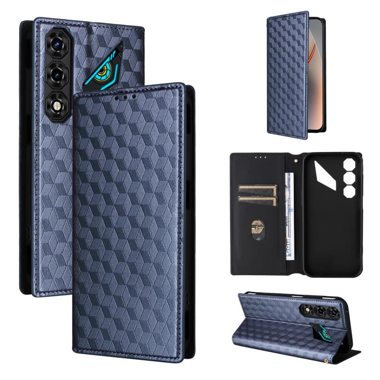 Cubic Grid Texture Flip Leather Phone Case