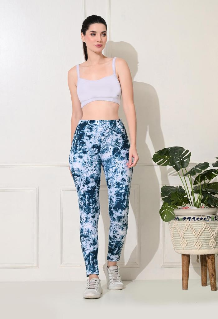 Body Smith – Workout- und Gym-Strumpfhose mit hohem Bund und abstraktem Print in Blau