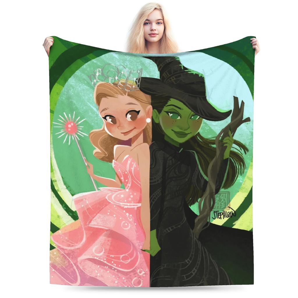 W-Wicked 2 Musical Movie Glinda Elphaba Blanket  Soft Novelty Plush Throw Blanket For Boy Girl Couch Chair Cover