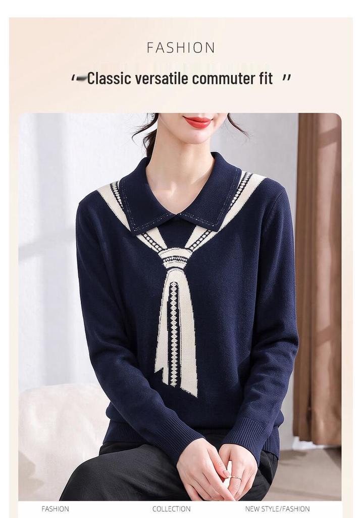 YUZHAOLIN Women's Autumn Knit Collared Pullover Sweater