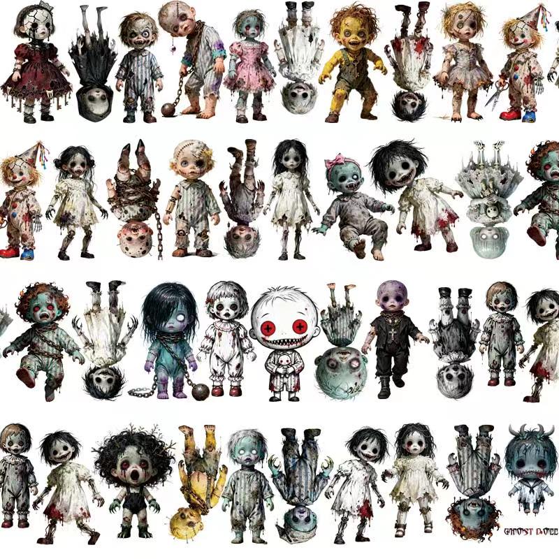 Pet Tape Journal Ghost Baby American Horror Dark Character Doll Collage Decoration Card Character