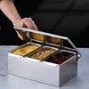 Household Grid Spice Container Set Seasoning Box Stainless Steel Seasoning Box Seasoning Storage Jar with Cover