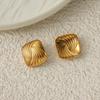 New Fashion Creative Stainless Steel 18K Gold Plated Square Stud Earrings Women Retro Spiral Striped Earrings Party Jewelry