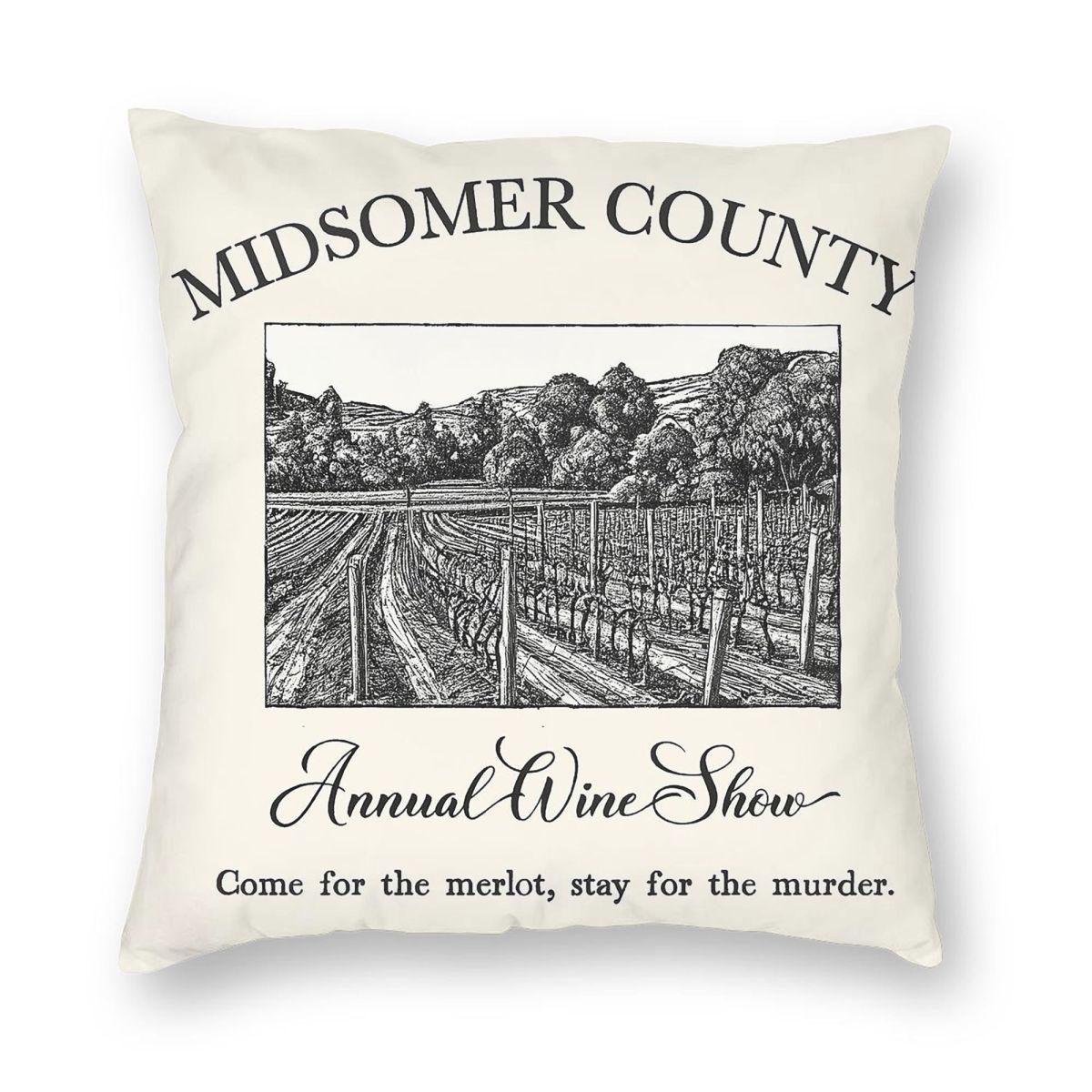 Midsomer Murders Annual Wine Show Square Pillowcase Polyester Linen Velvet Creative Zip Decor Throw Pillow Sofa Cushion Cover Peach skin 18*18(CM)-1Pcs