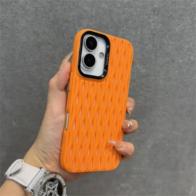 Hollow Dissipate Heat Mesh Silicone Case For iPhone 16 Pro Max 15 Plus 14 13 12 ProMax 11 Wave Cooling Shockproof Soft Cover