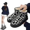 Women's Large Size Soft Sole Winter Warm Anti-slip Fur One Snow Boots Padded Lined Ankle Boots Anti-slip Sports Cotton Boots