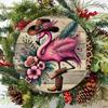 Retro Cowboy Flamingo Metal Sign, 8x8 Inch Round Tin Art for Home Bar Kitchen Wall Decor