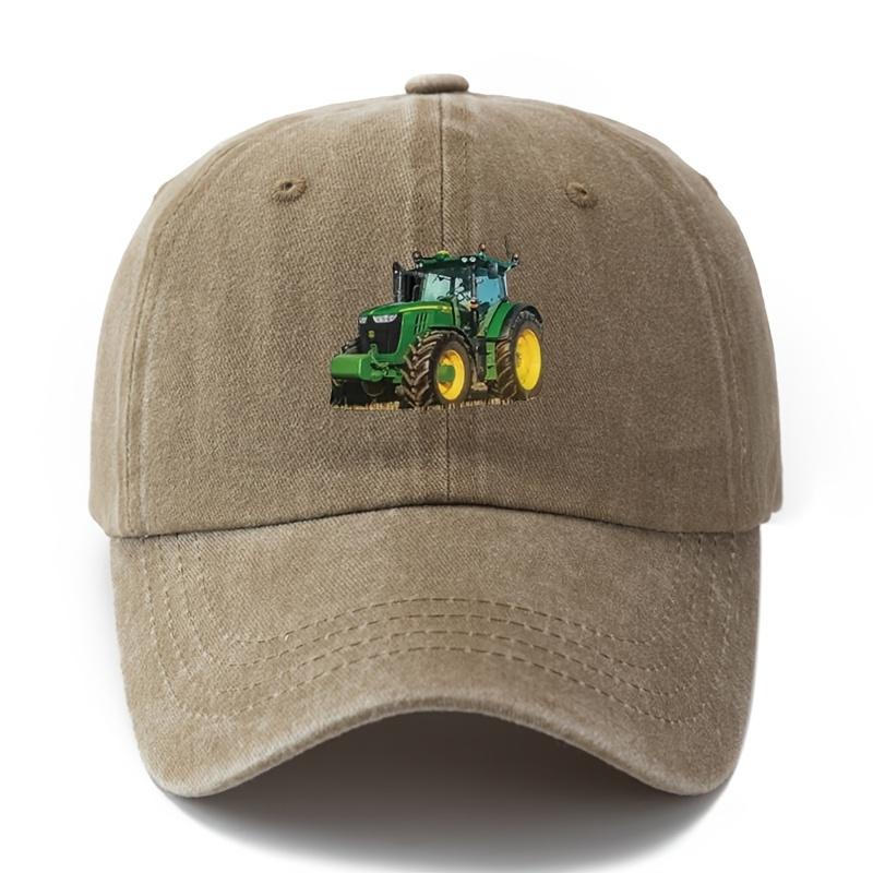 Printed tractor baseball cap men's outdoor camping vacation casual curved brim hat retro duckbill cap dad truck driver hat