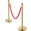 Crowd Control Stanchion, Set of 8 Pieces Stanchion Set, Stanchion Set with 5 ft/1.5 m Red Velvet Rope, Gold Crowd Control Barrier w/ Sturdy Concrete