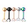 5pcs Stainless Steel Clear Crystal Labret Lip Ear 16g Piercing 5 Colors - Round Heart