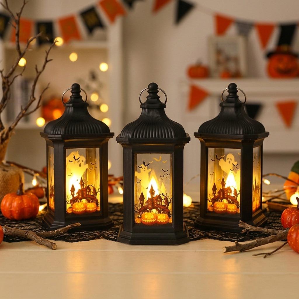 Halloween Decoration Lantern Portable LED Candle Night Light Tabletop Prop for Party Setup