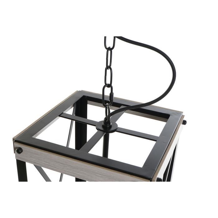Suspension - Métal Noir Et Marron - 50W - 25x25x43 Cm - Design Alpin
