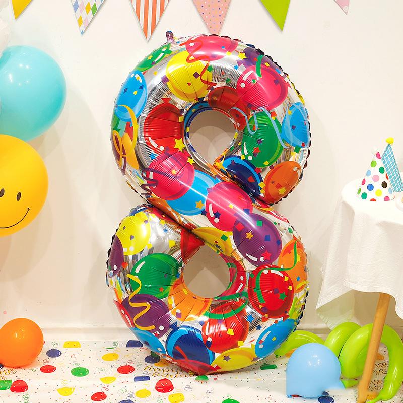 

1pc 40inch Large Colorful Number Aluminum Foil Balloons Children and Adult Birthday Party Celebration Digit Decoration Balloon 40inch