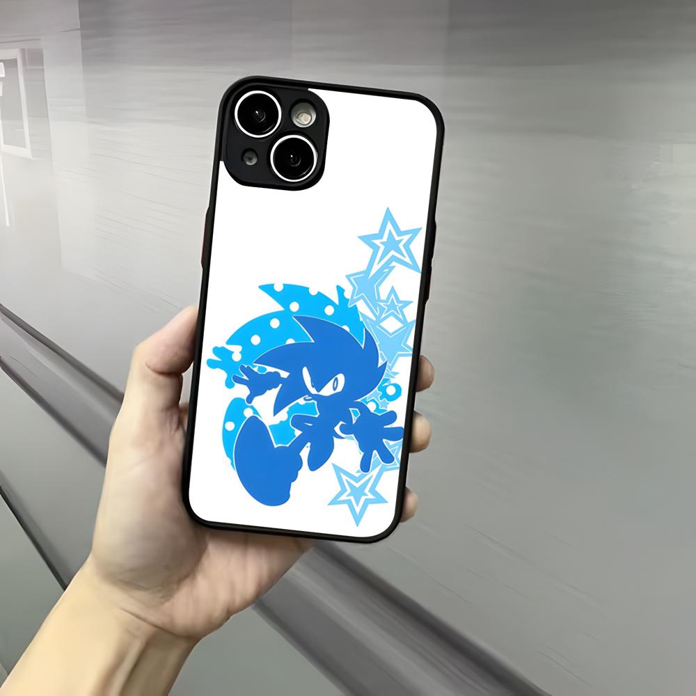 Anime Game S-Sonic Phone Case For Iphone 17 16 15 14 13 12 Pro Max Xr Air Plus Skin Feel Black Hard Shell Cover