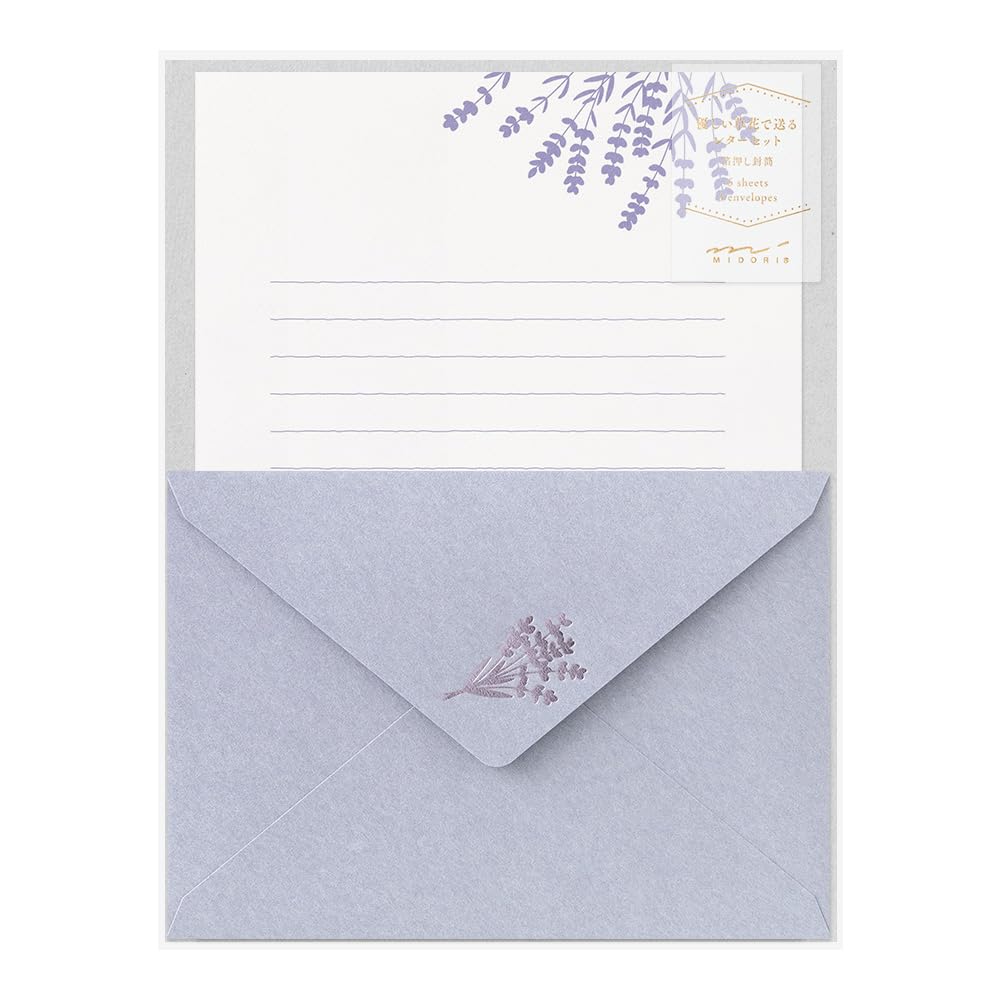 Набор Midori Letter Lavender 86516006, Конверты с тиснением фольгой, Узор,