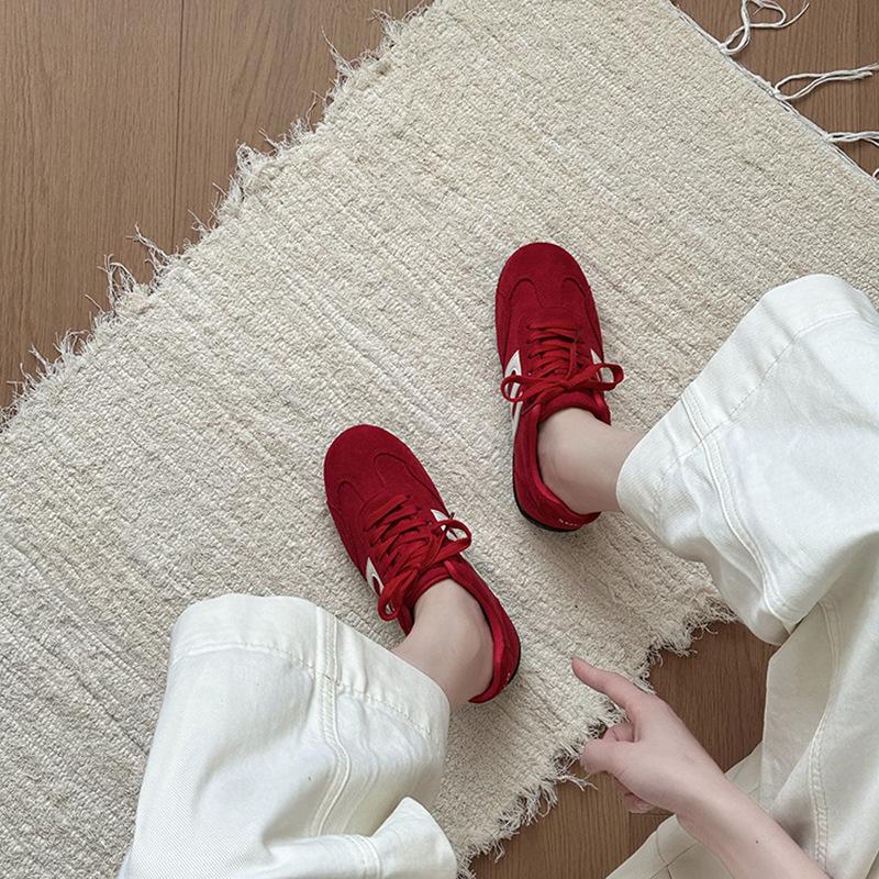 Retro Versatile Single Shoes Cloth Lace-up German Training Shoes Women's Summer Fashion Color Matching Casual Shoes Sports Shoes Forrest Gump Shoes