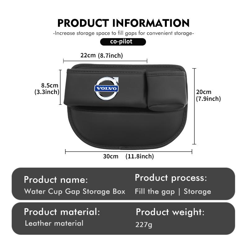 For Volvo Car Seat Gap Organizer Storage Box Keys Card Cup Phone Holder V40 V60 C30 C70 S60 S80 S90 XC40 XC60 XC70 XC90 T6