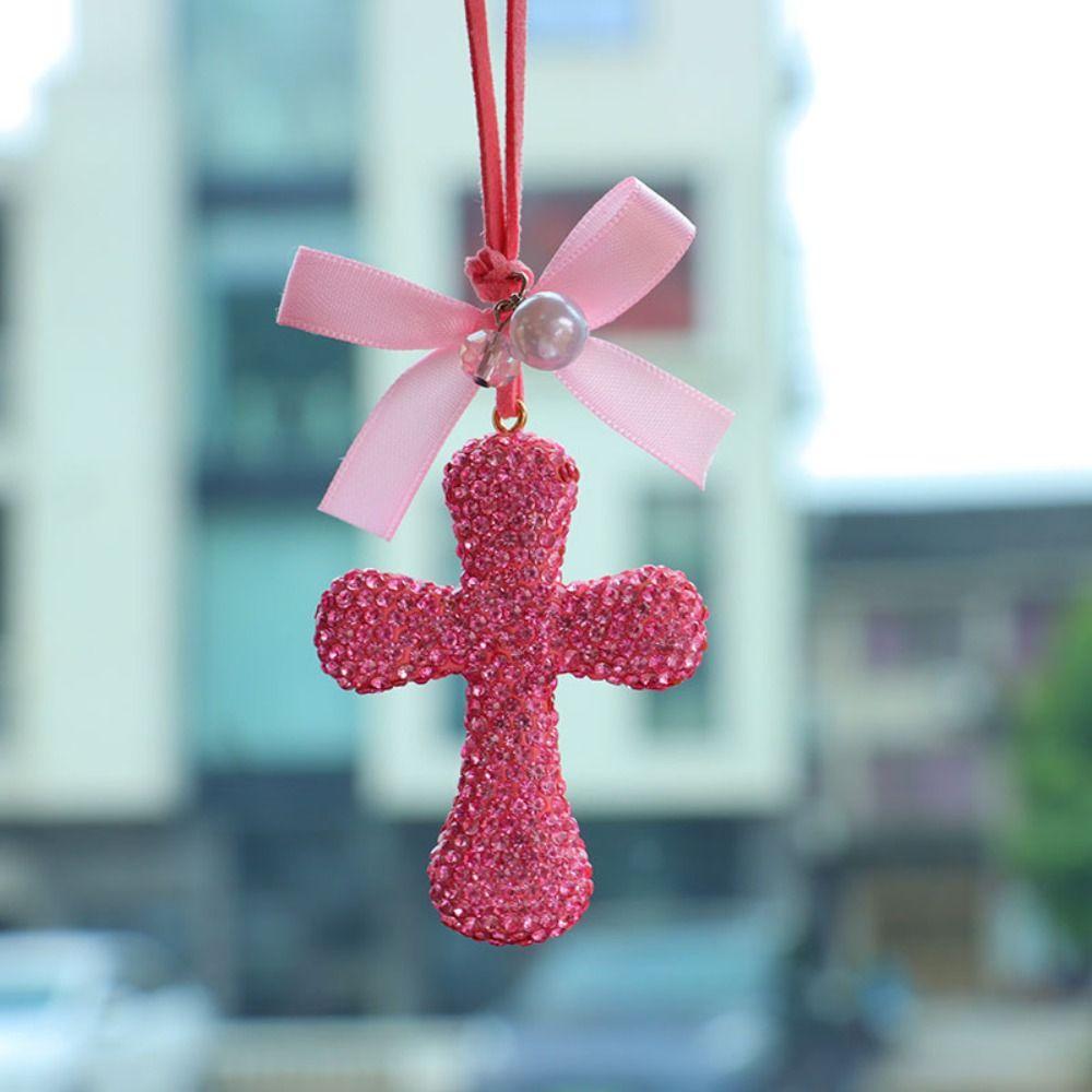 Sparkling Car Rearview Mirror Pendant Shiny Rhinestone Auto Hanging Ornament Auto Interior