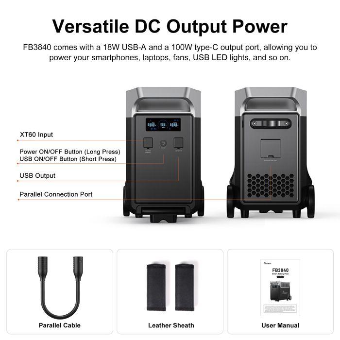 FOSSiBOT F3600 Pro Portable Power Station + 1x FB3840 Expansion Battery LiFePO4| 7680Wh Solar Generator| APP/RV/Camping