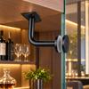 2-Piece Glass Support Hardware Set for Stair Rail, Featuring a Black Finish and Fixed-Plate Form for Mounting Tasks
