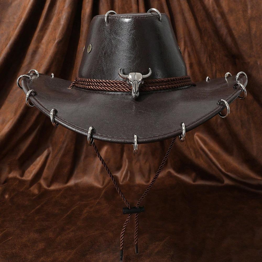 

Wide Brim Western Cowboy Hat Solid Color Cowgirl Cap Shadow Hat Panama Cap Outdoor Style 4