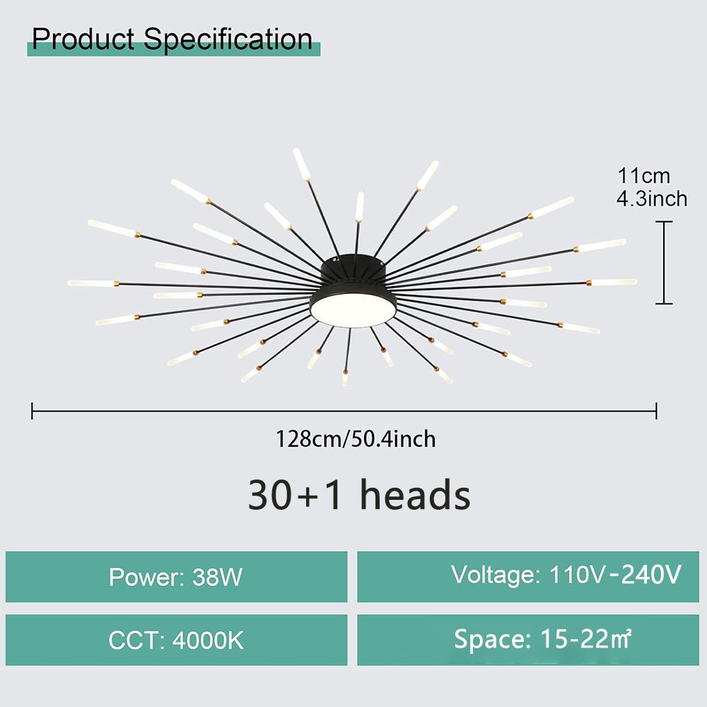 

Современный потолочный светильник, 30+1 светильник, металлический, дизайн «Фейерверк», стильный светодиодный светильник для кухни в стиле кантри, столовой, спальни, прихожей, гостиной 30+1 heads