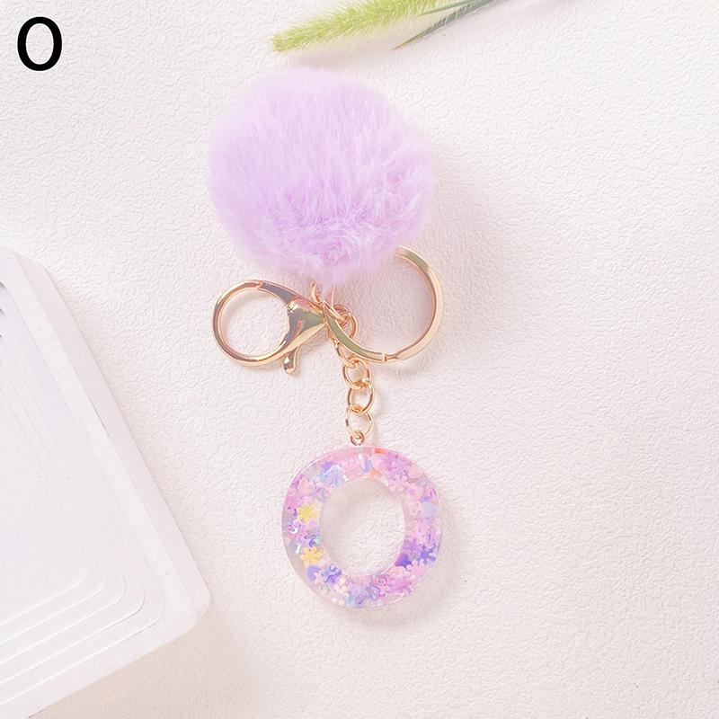 Breloc inițial adorabil cu sclipici, pandantiv cu alfabet din rășină strălucitoare, cu farmec cu litere pufoase, pentru fete, genți, rucsacuri, accesorii