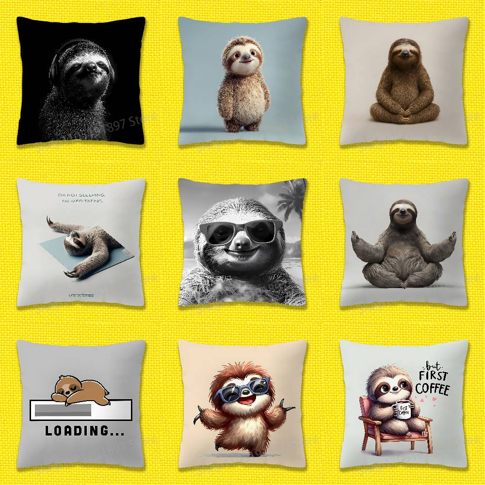Yoga Sloth Sleep Cute Throw Pillow Case For 45*45cm 40cm 30cm 50cm 55cm Square Home Pillowcase Case