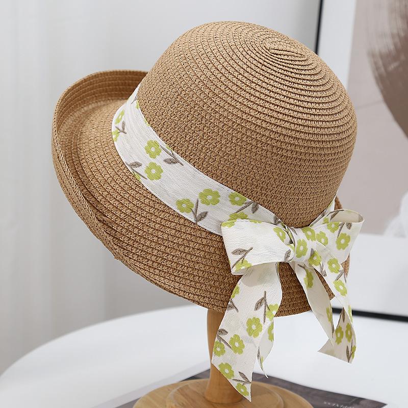 

Французская соломенная шляпа женская сезонная милая и симпатичная девушка с цветочным кружевом на ремне, завивающаяся, солнцезащитная, маленькая, свежая, пляжная шляпа прилив M（56-58cm） хаки