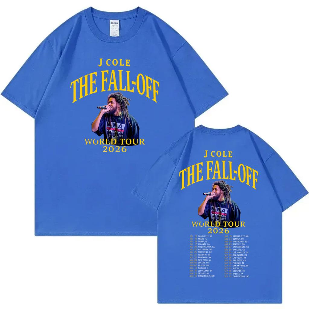 Rapper J Cole Double Sided Graphic T Shirts The Fall Off Tour 2026 Tshirts Men Women Fashion Hip Hop Retro Short Sleeve Tshirt