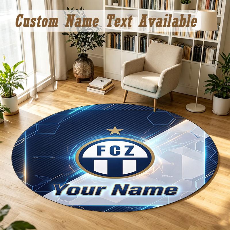 Round Rug Custom NameFC Zürich Pattern Non Slip Carpet Home Floor Decor
