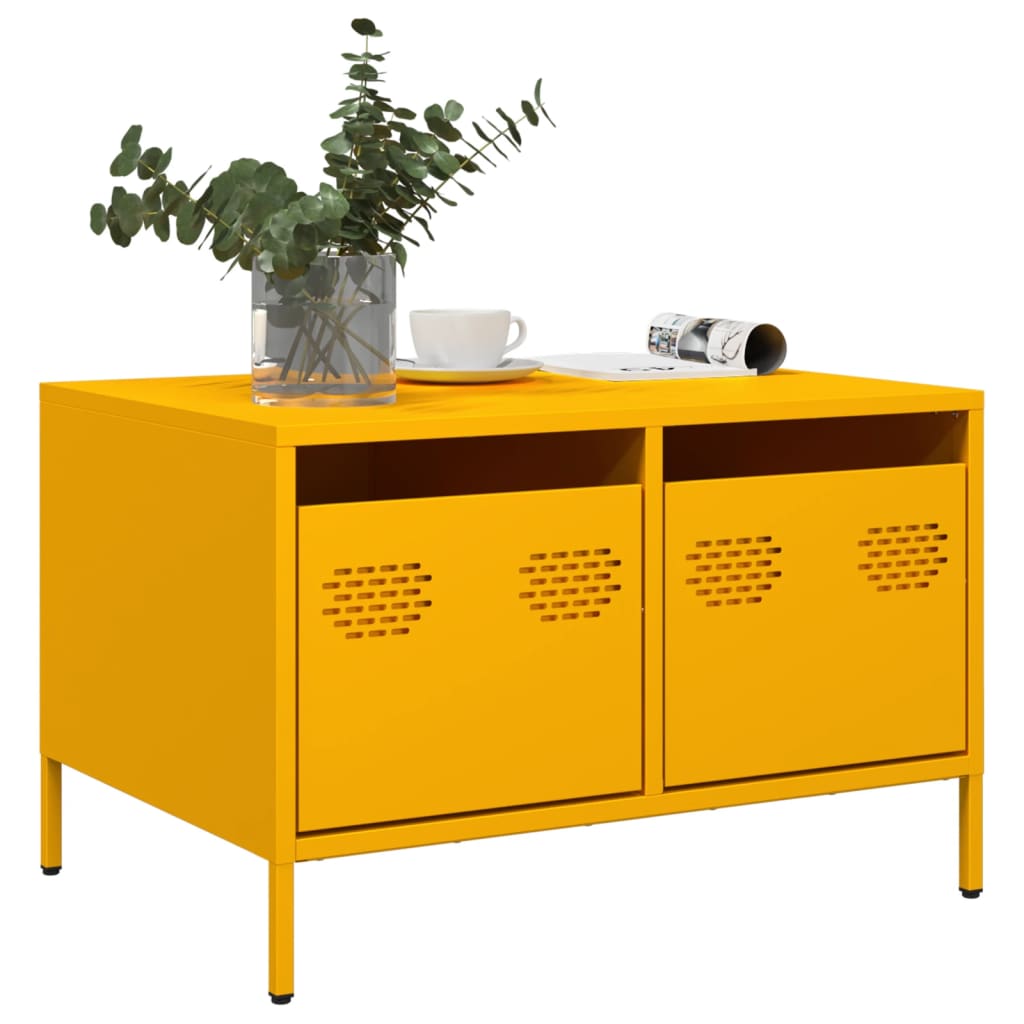 TV Stand Mustard Yellow 68 X 50 X 43.5 Cm Cold Rolled Steel