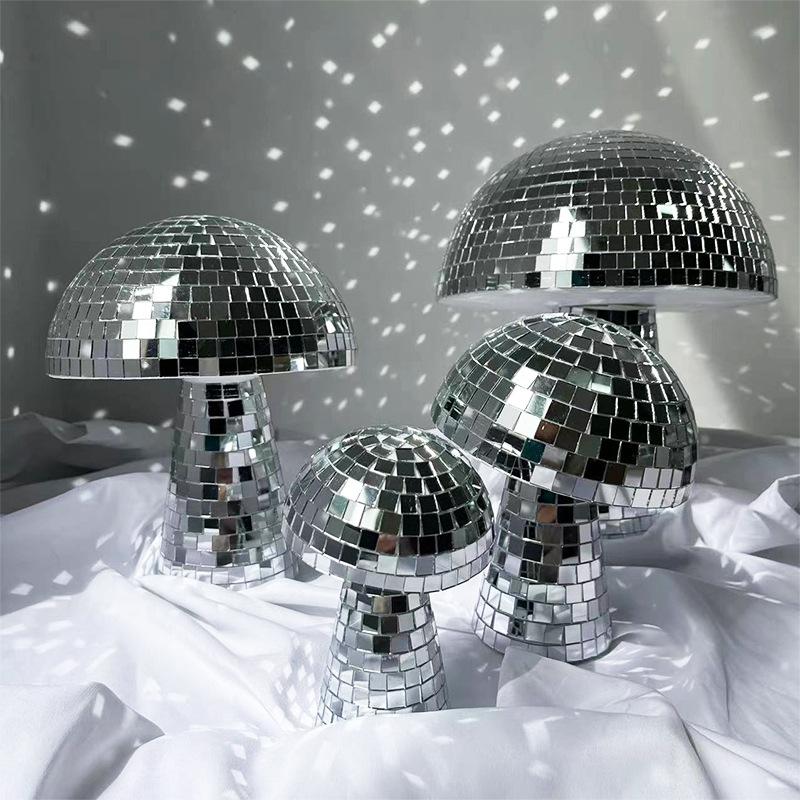 WTEMPO DIY Disco Mushroom Mirror Glass Laser Paper Mushroom Decoration for Home Decoration