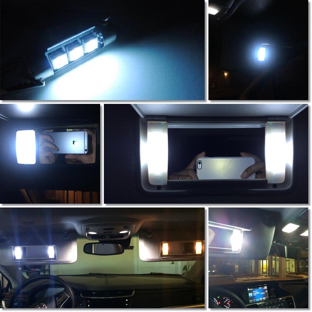 T6.3x28mm LED 3SMD 5050 Fits 28mm/29mm White/White Vanity Visor Room Lamp/Mirror Light/Reading Light/Dome Light,10pcs