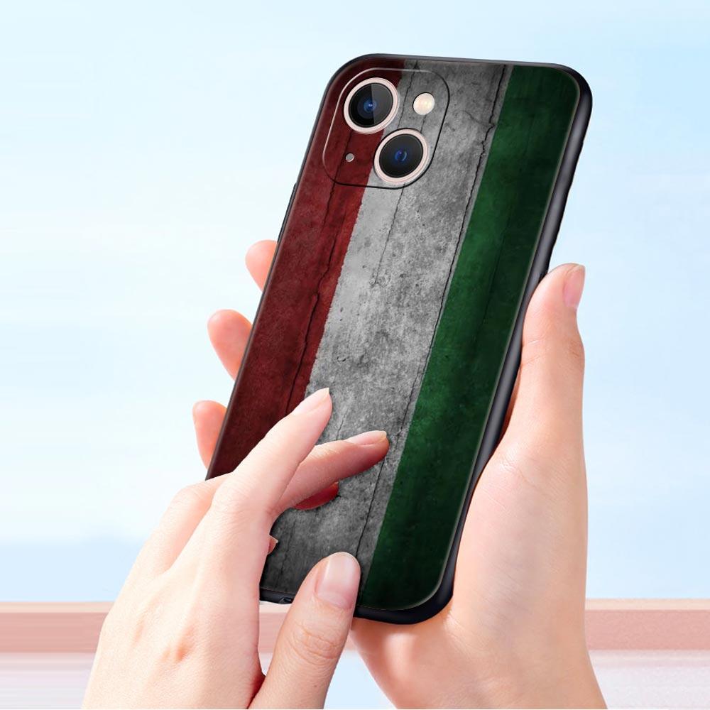 Luxury Phone Case For Apple iPhone 11 15 14 Pro MAX 12 13 7 8 Plus X XR XS MAX SE Silicone Black Cover Funda ITALY Flag