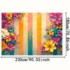 2D Colorful Floral Backdrop, Vibrant Flowers with Striped Background