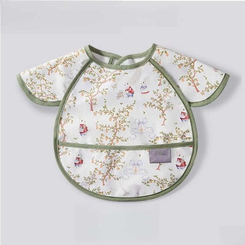1 Piece Newborn Feeding Bibs Retro European Cute Animal Infant Baby Short Sleeve Burp Cloths Waterproof Washing Baby Bibs