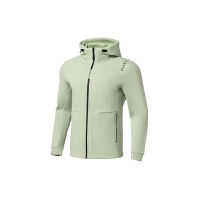 Li-Ning Fitness Series Letter Print Three-Dimensional Cut Open-Front Hooded Long Sleeve Sweatshirt Men Sweatshirt Water-Porcelain-Green AWDS093-3